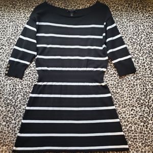 WHBM Black and White Sweater Stripe Tunic Top, Size Medium, EUC, Style 57009817